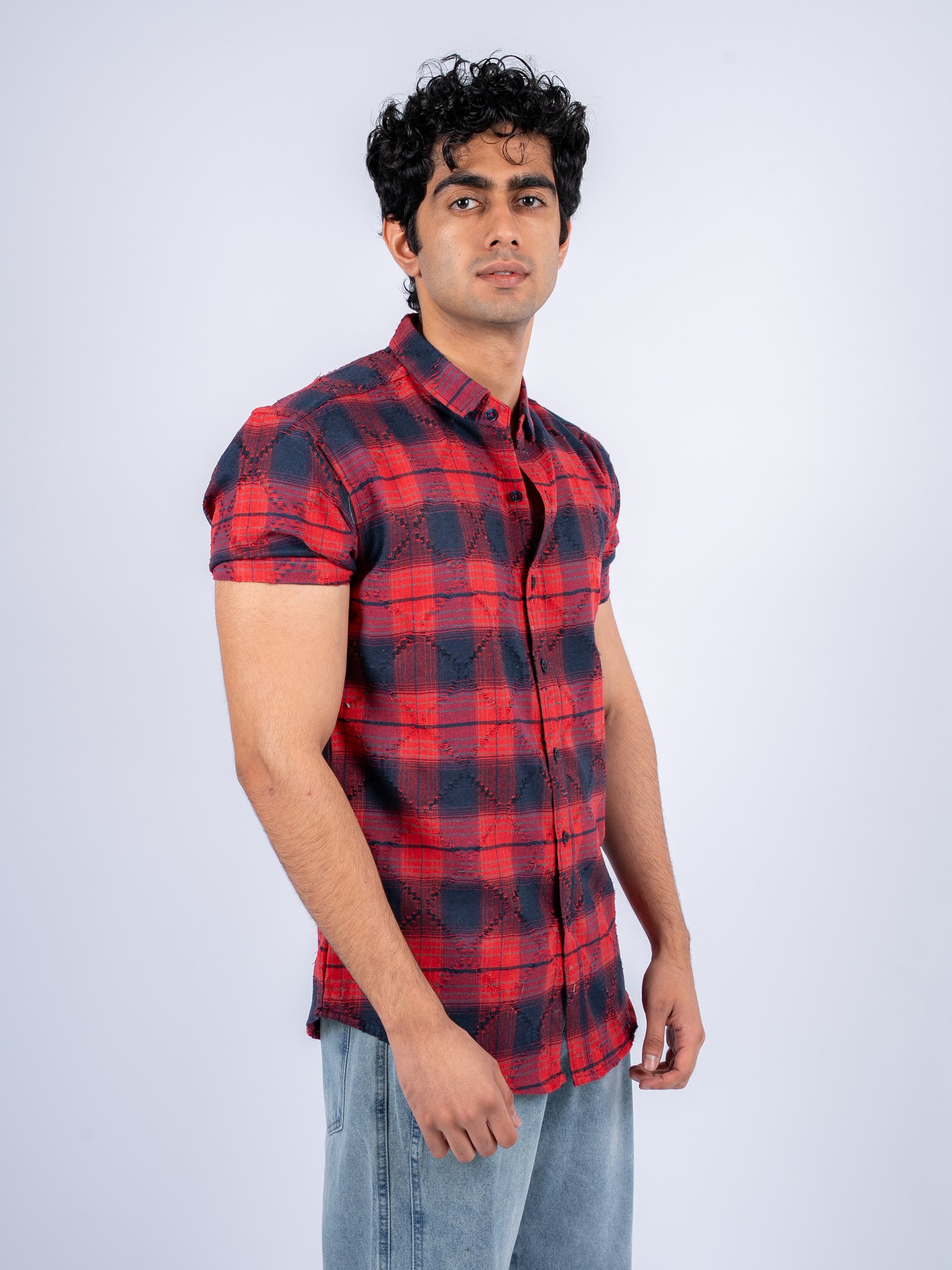 Men’s Slim Fit Printed Check Shirt H/S